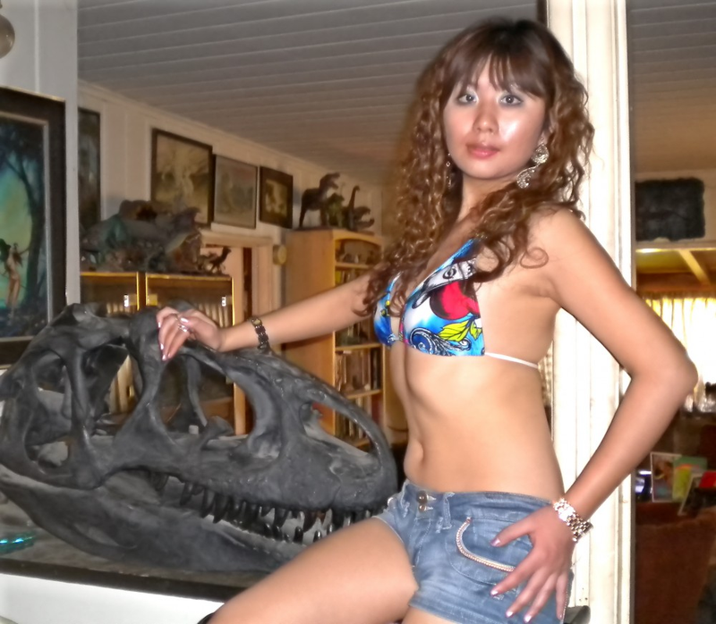 Illustration for article titled Dinosaurs + Confused Bikini Models = The Internet's New Strangest Site